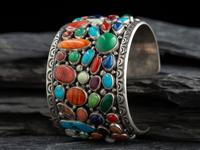 Navajo Sterling Silver Cluster Cuff Bracelet