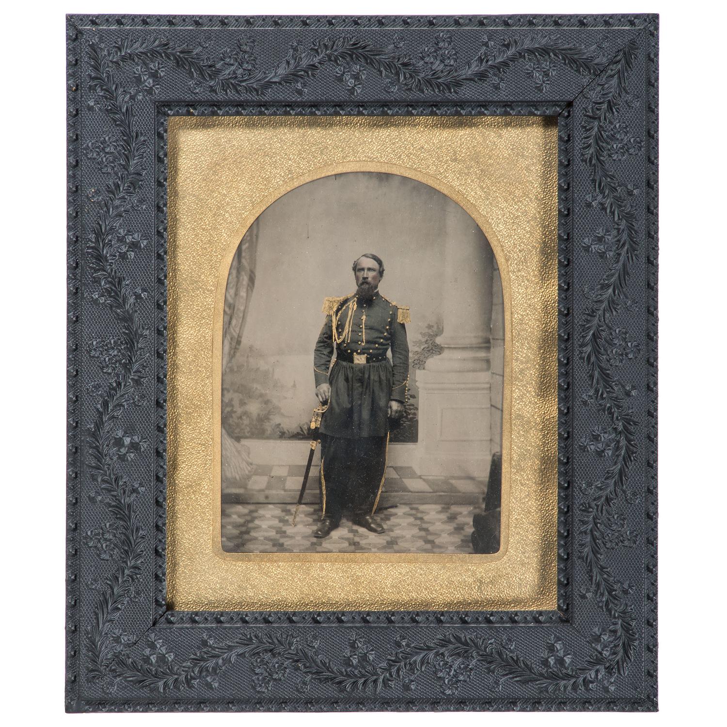 [CIVIL WAR]. A Civil War collection identified to Major Michael Schmitt, Independent Battalion New York Infantry, incl. full plate ambrotype, albumen photographs, and insignia.
