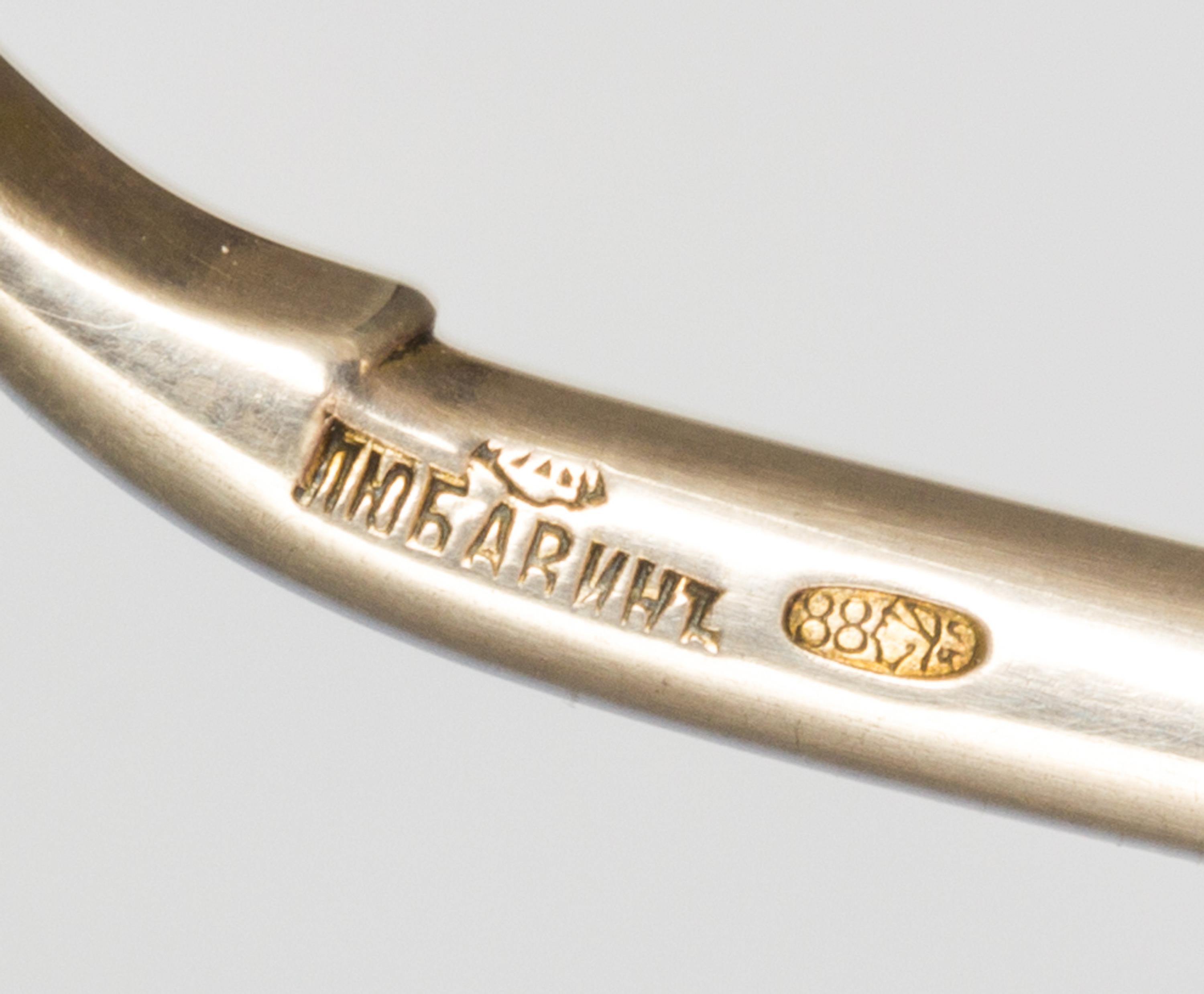 A Russian Silver-Gilt and Enamel Spoon, Mark of Alexander Lyubavin, kokoshnik mark of Yakov Lyapunov, St. Petersburg, late 19th/early 2