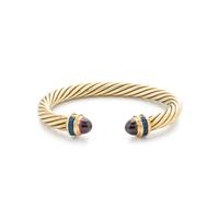 DAVID YURMAN, YELLOW GOLD AND GEMSTONE 'CABLE CLASSIC' CUFF BRACELET