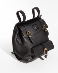 A Gianni Versace Black Leather Backpack, 11.75" x 11" x 4.5".