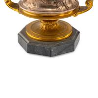 A Pair of French Gilt and Silvered Bronze Urns