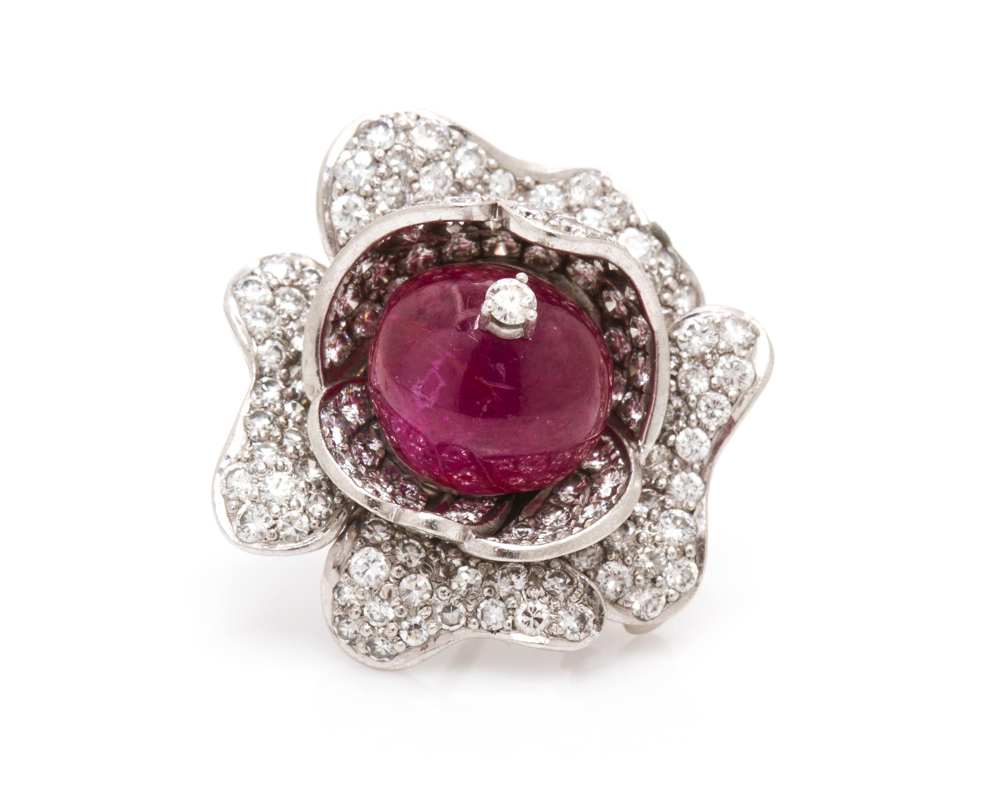 A Platinum, Ruby and Diamond Pendant/Brooch, 12.70 dwts.