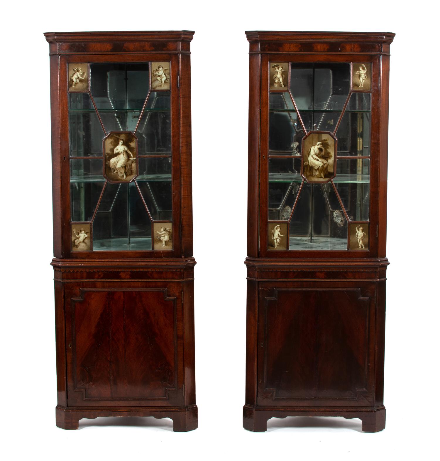A Pair of Regency Style Mahogany Corner Cabinets — 19TH CENTURY