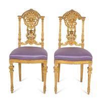 A Pair of Napoleon III Giltwood Side Chairs