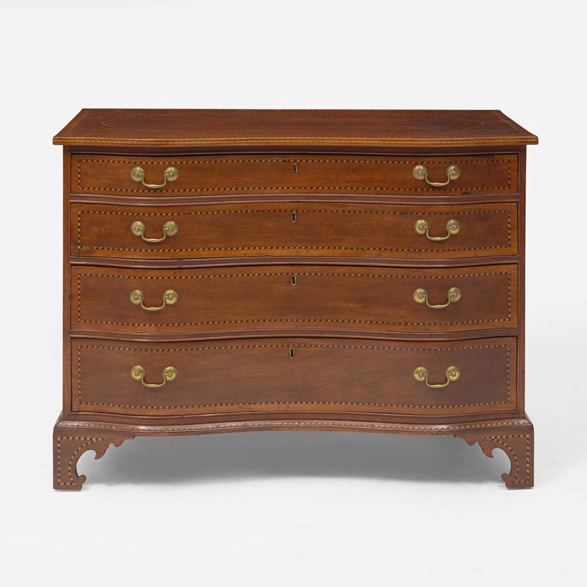 A Federal reverse serpentine inlaid cherry chest of drawers New England, circa 1810