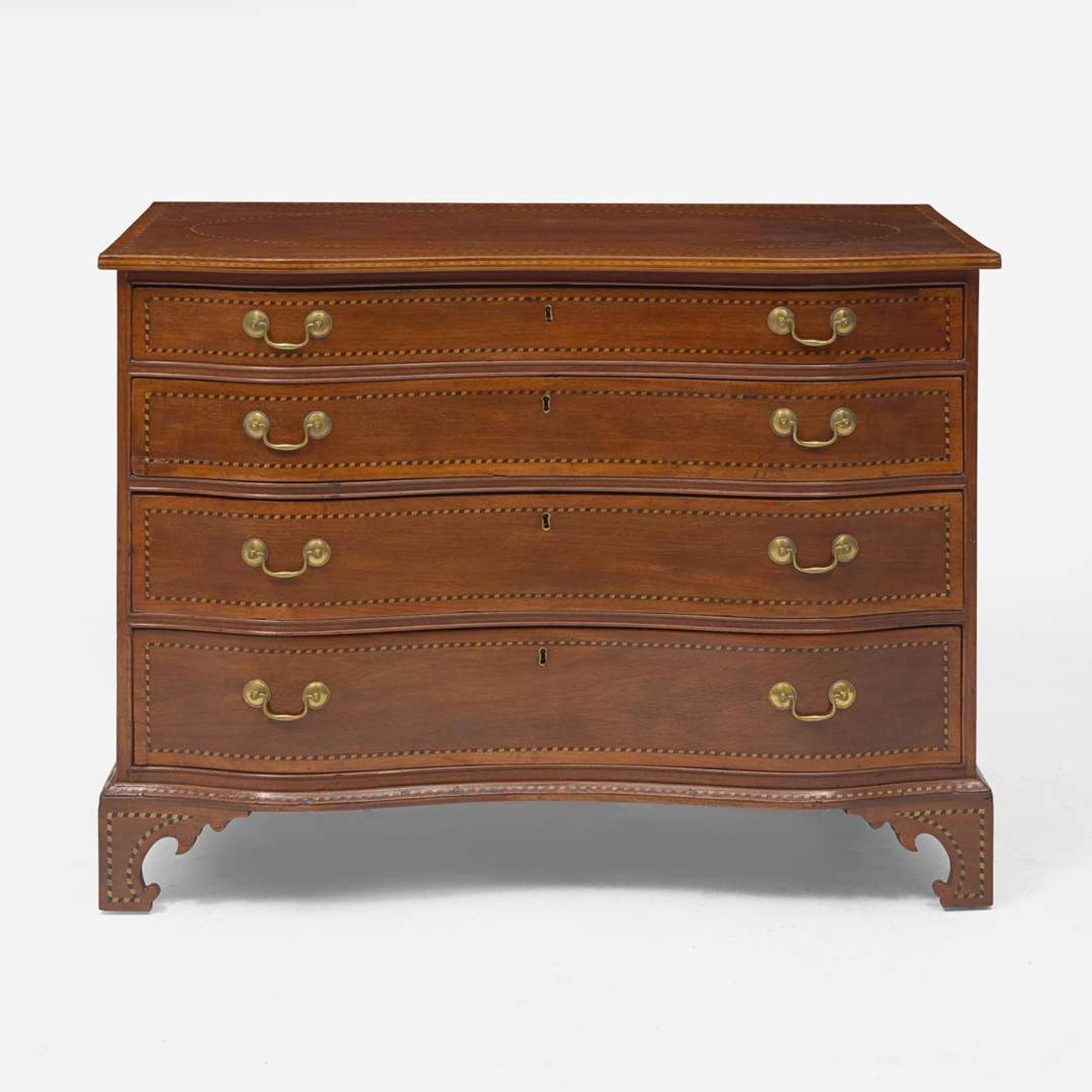 A Federal reverse serpentine inlaid cherry chest of drawers New England, circa 1810