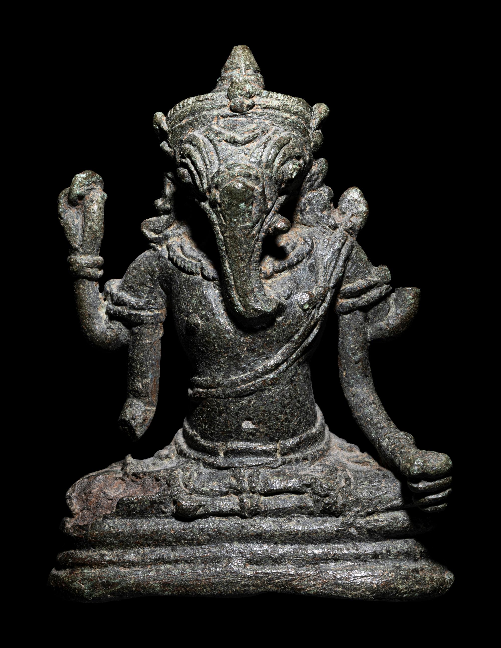 Two Khmer Bronze Figures of Ganesha