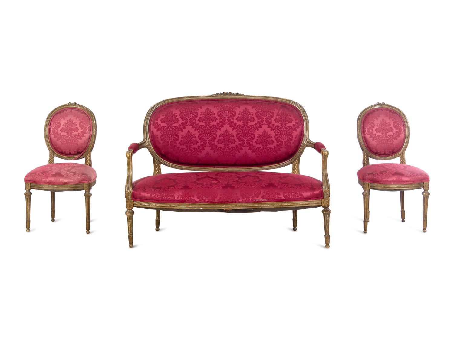 A Louis XVI Style Painted Salon Suite