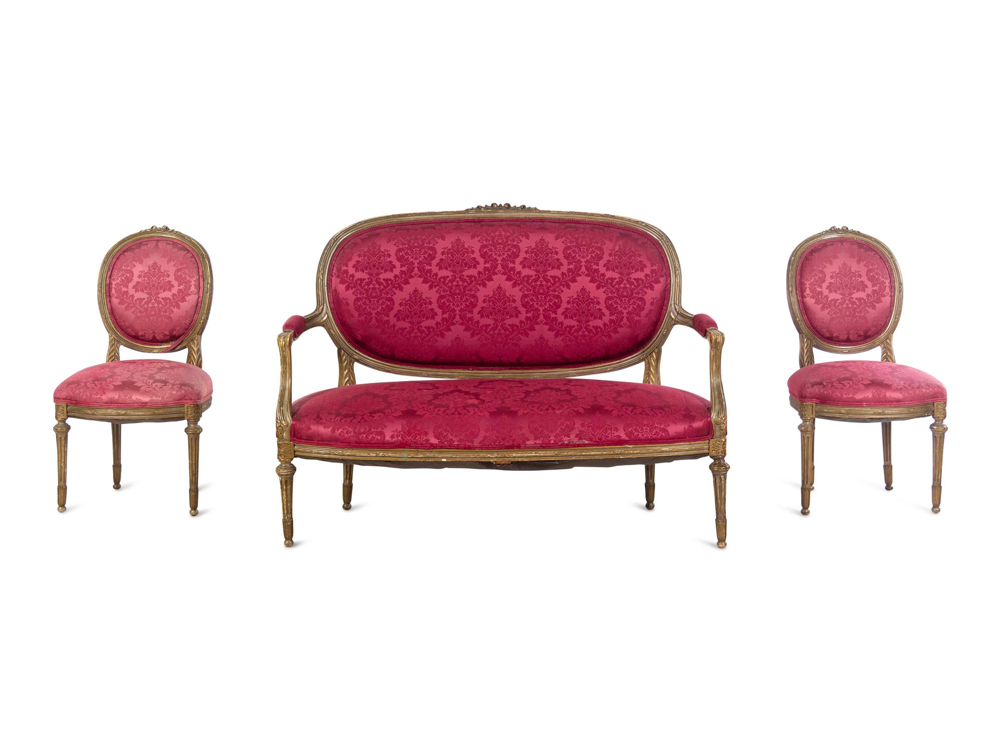 A Louis XVI Style Painted Salon Suite