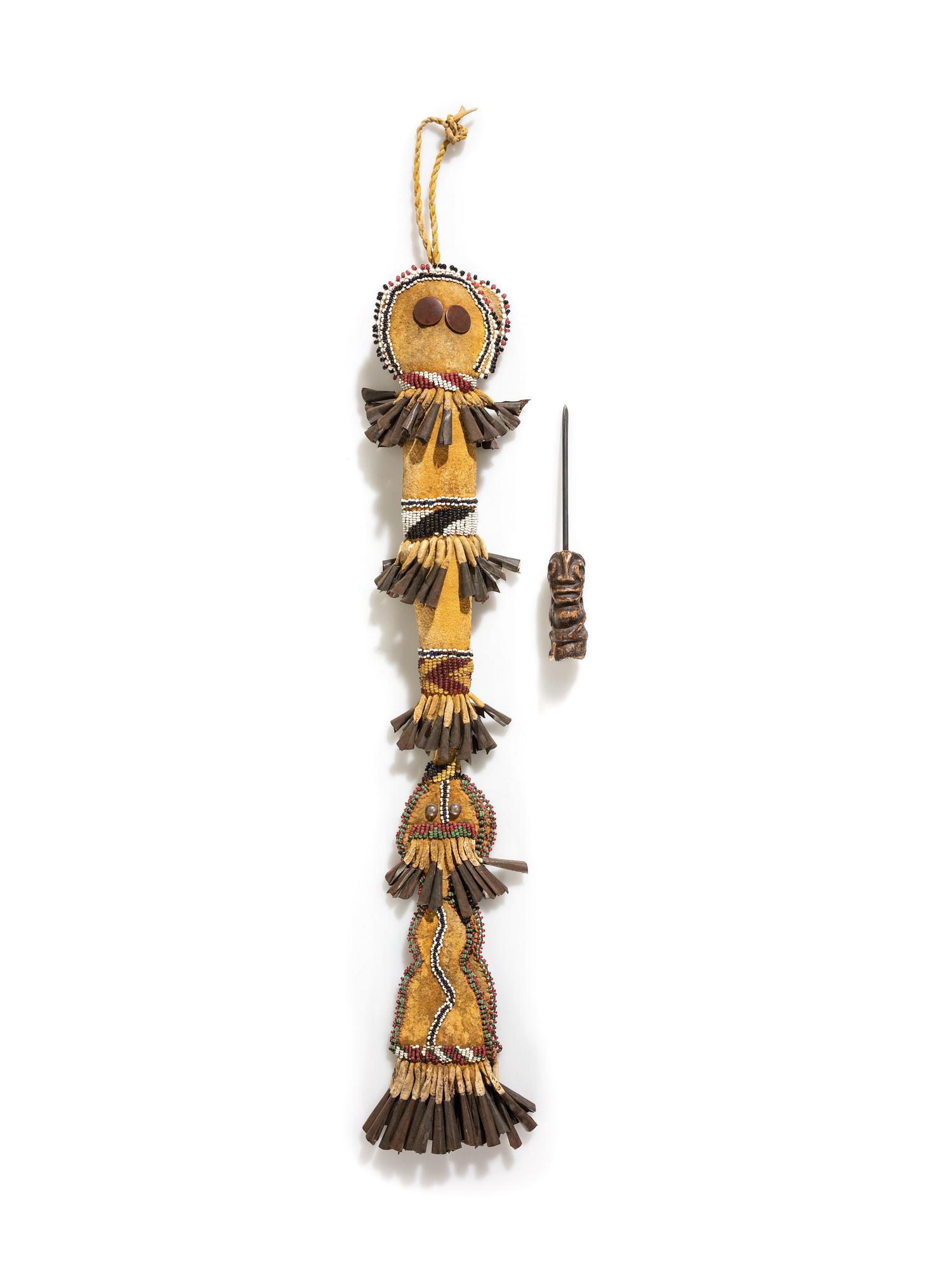 Apache Beaded Buffalo Hide Awl Case
