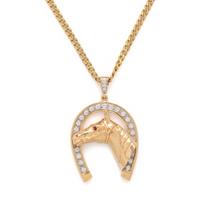 YELLOW GOLD AND DIAMOND EQUESTRIAN PENDANT NECKLACE