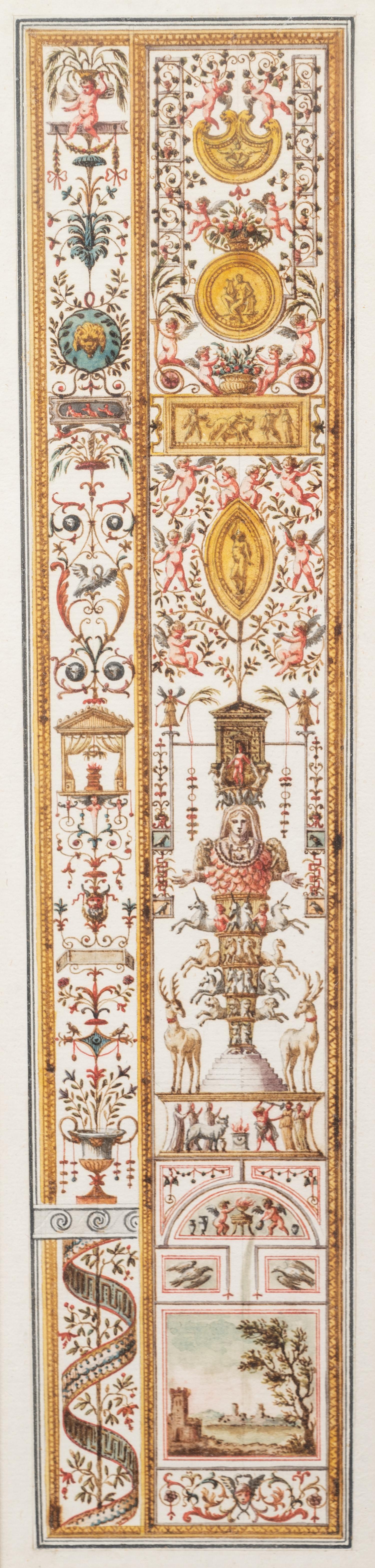 A Set of Eight Neoclassical Watercolor Illustrations