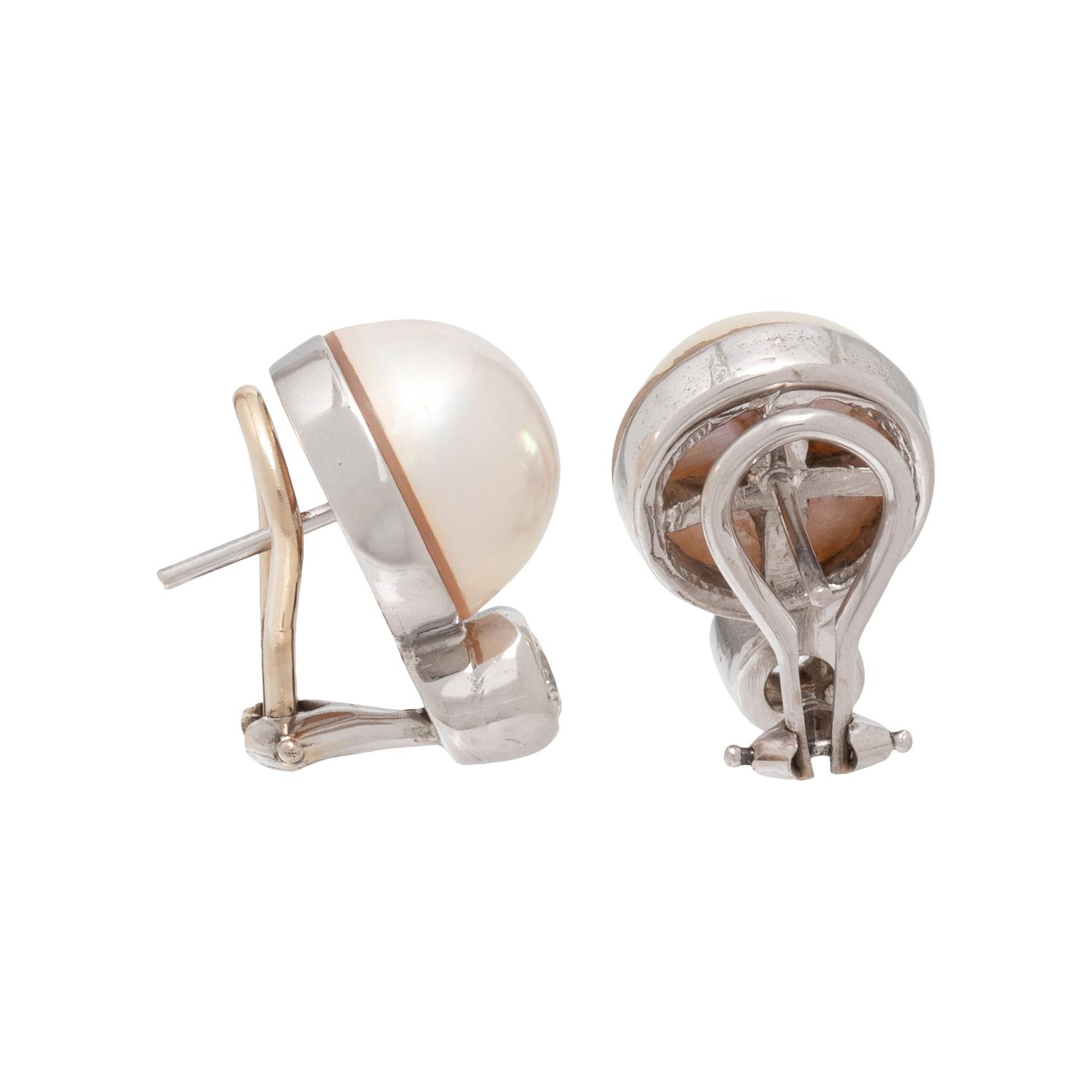 MABÉ PEARL AND DIAMOND EARRINGS