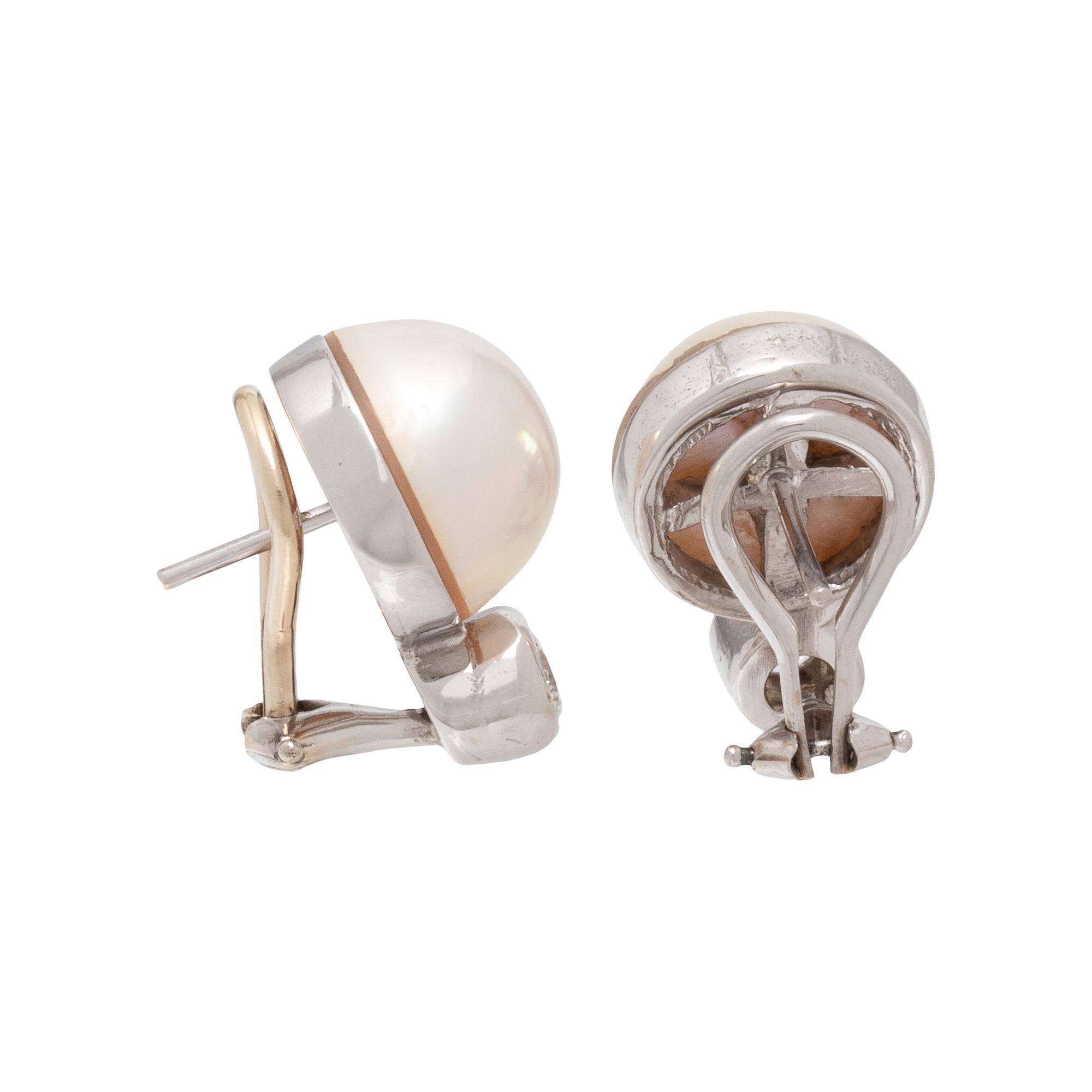 MABÉ PEARL AND DIAMOND EARRINGS