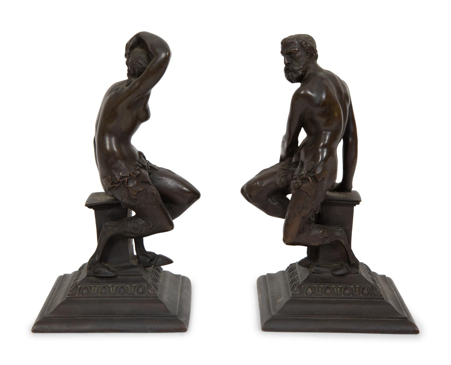 A Pair of Grand Tour Style Bronze Satyr Figures