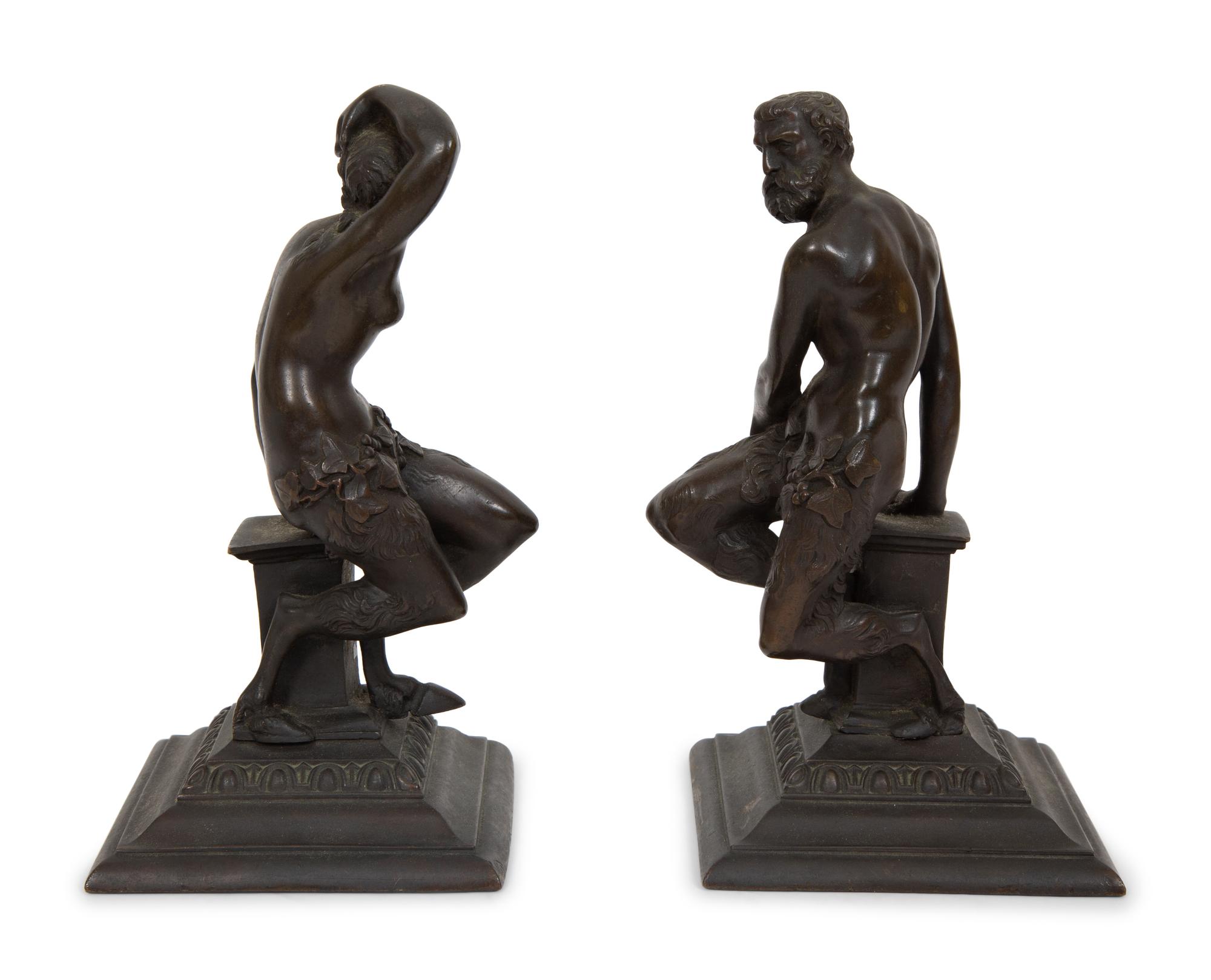 A Pair of Grand Tour Style Bronze Satyr Figures