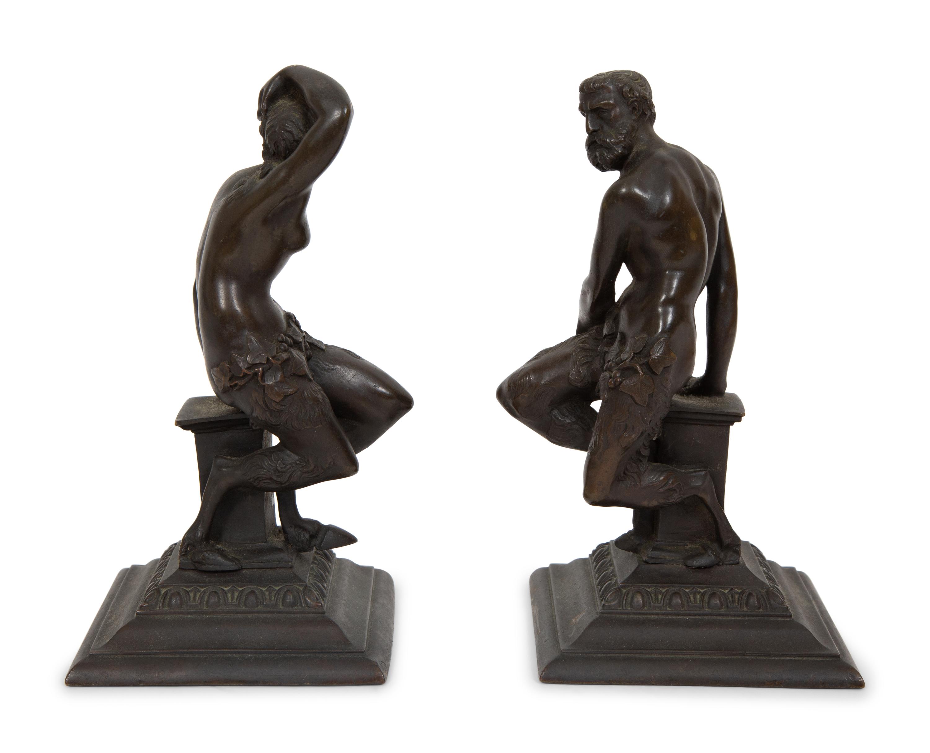 A Pair of Grand Tour Style Bronze Satyr Figures