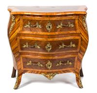 A Louis XV Style Gilt Bronze Mounted Kingwood Bombe Commode Height 33 x width 35 1/2 x depth 20 inches. — 19TH CENTURY