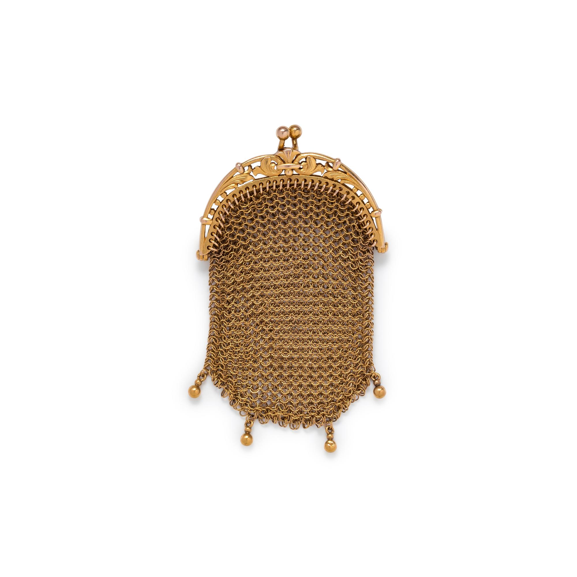 FRENCH, ANTIQUE, YELLOW GOLD COIN PURSE