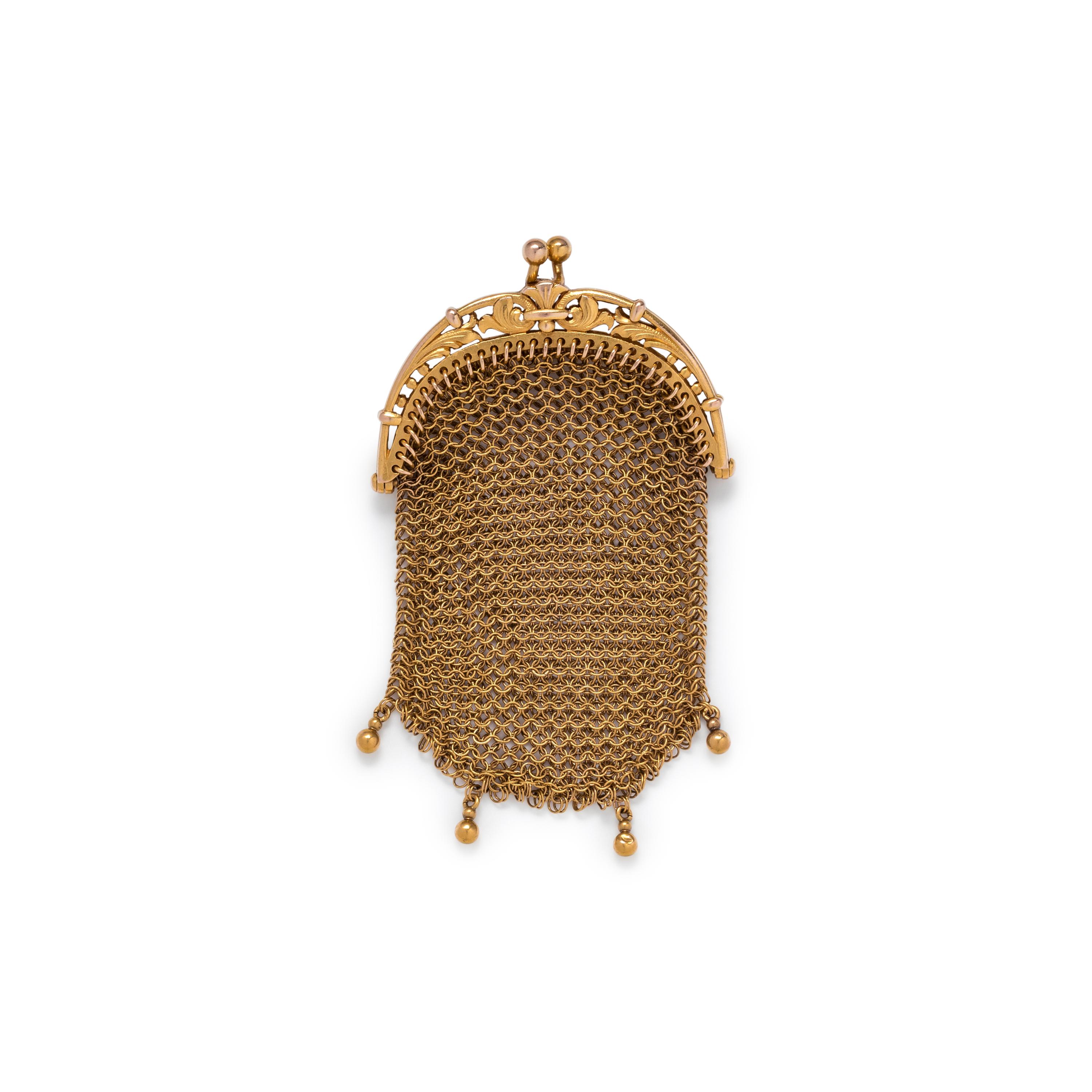 FRENCH, ANTIQUE, YELLOW GOLD COIN PURSE