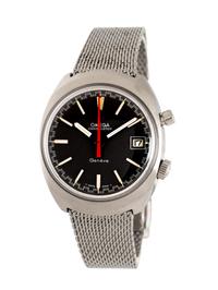 OMEGA, REF. 146.009 STAINLESS STEEL 'CHRONOSTOP' FLYBACK CHRONOGRAPH DATE WATCH, ORIGINAL OMEGA MESH BRACELET