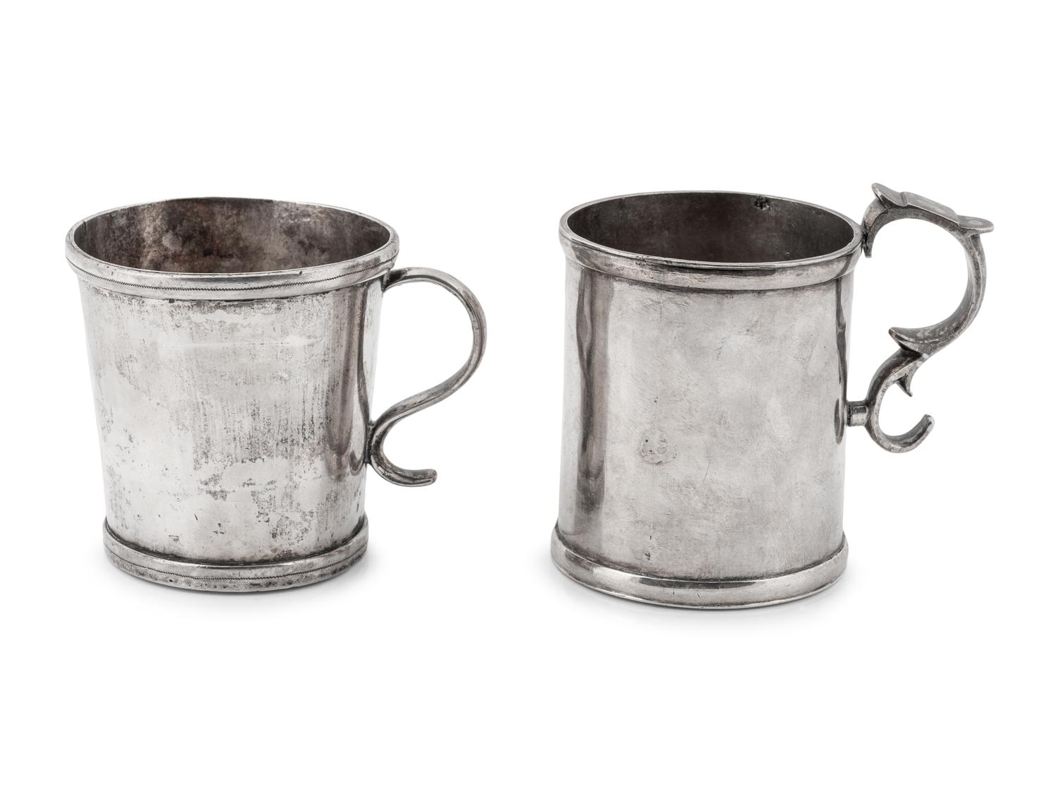 A Pair of19th C. Peruvian Silver Cups