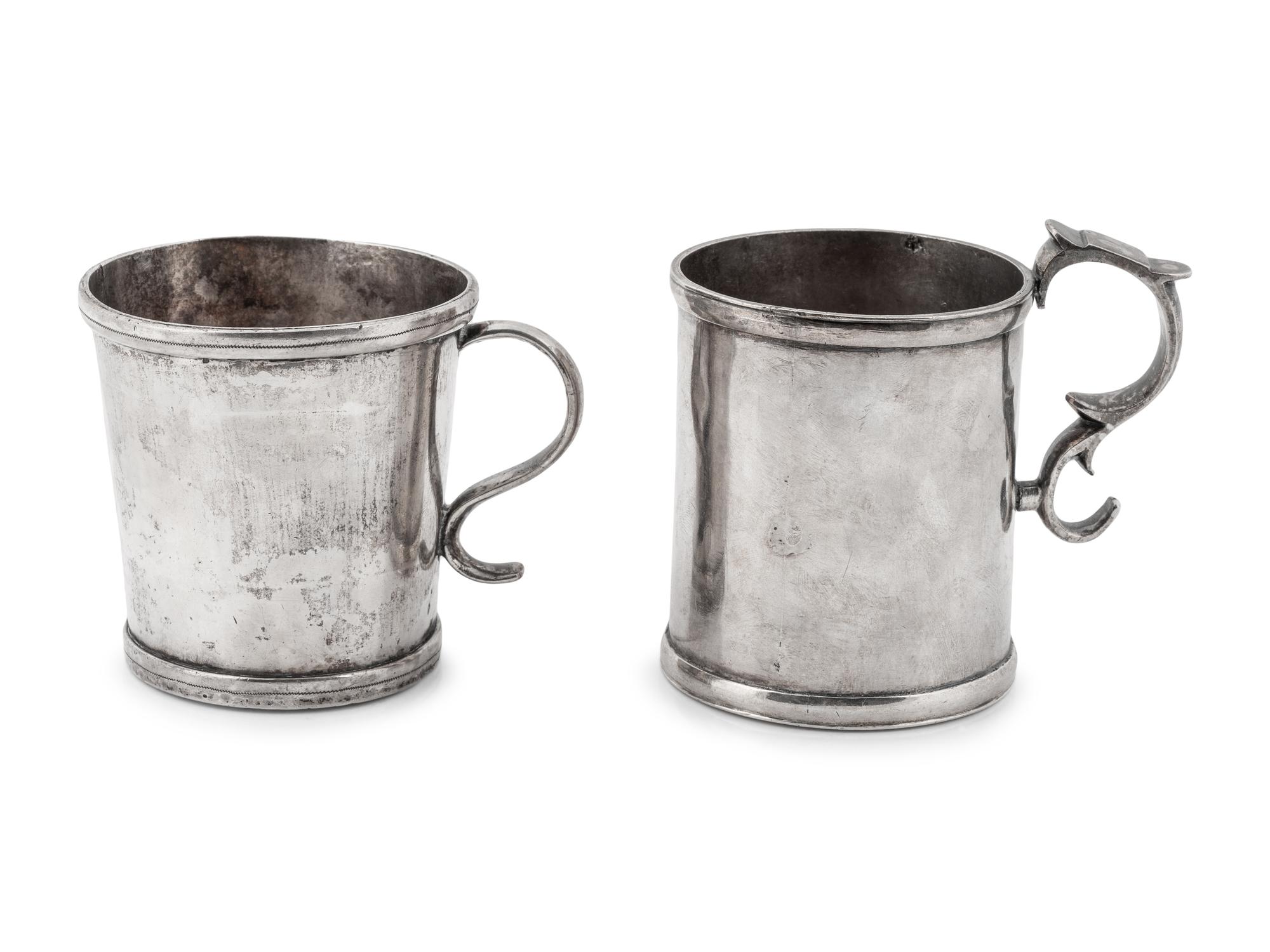 A Pair of19th C. Peruvian Silver Cups