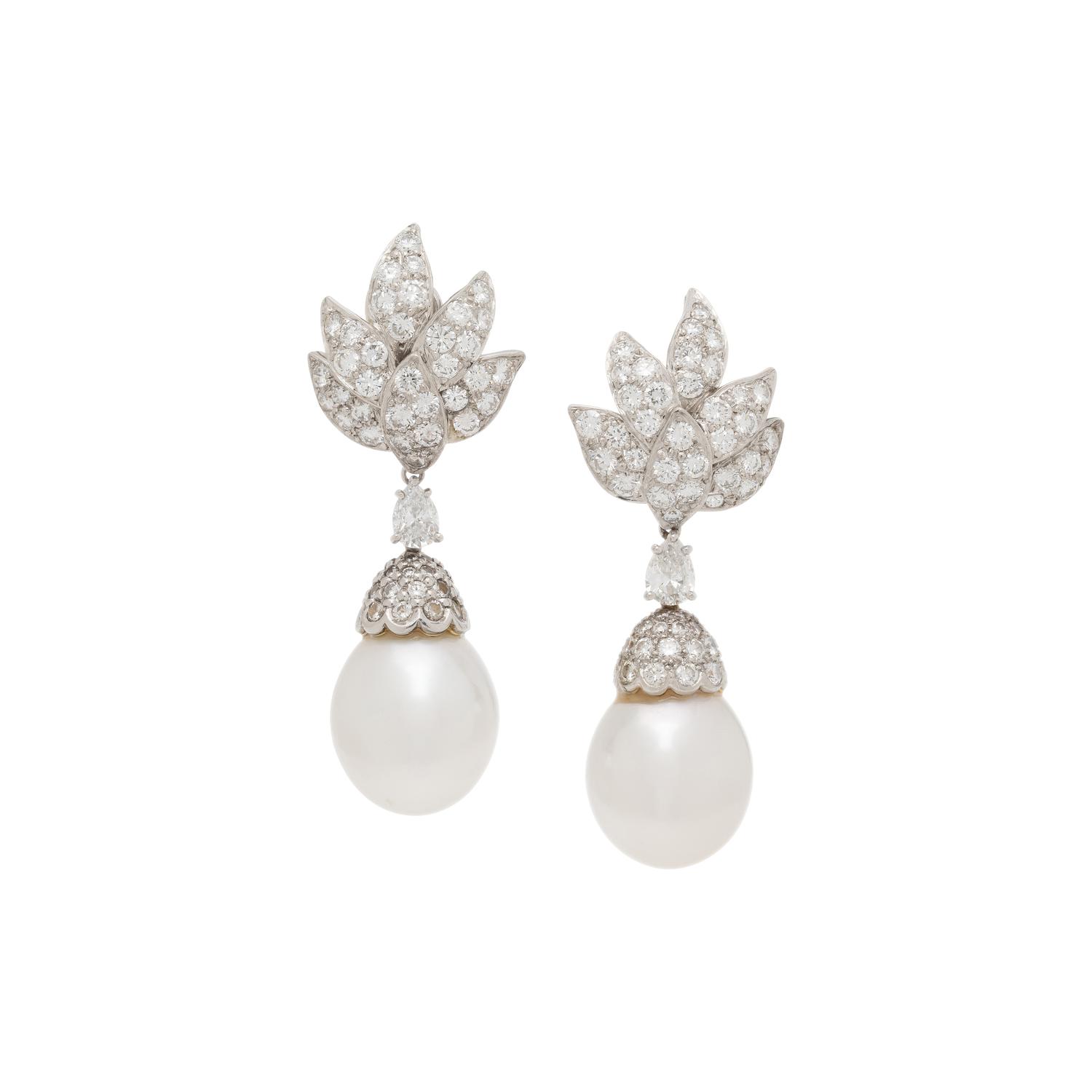 DIAMOND AND CULTURED PEARL DAY NIGHT EARRINGS