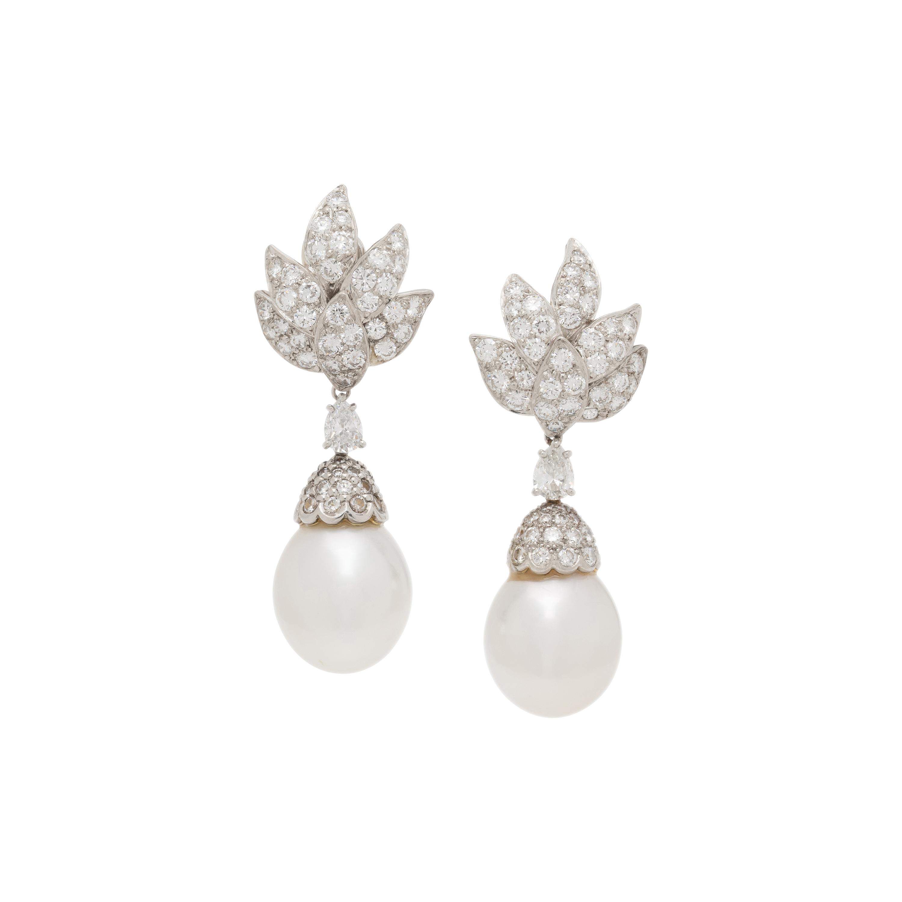 DIAMOND AND CULTURED PEARL DAY NIGHT EARRINGS