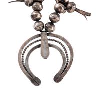 Navajo Silver and Turquoise Squash Blossom Necklace
