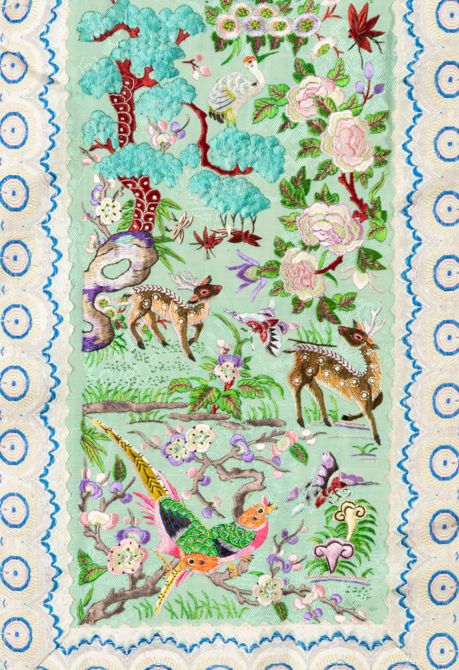 Two Embroidered Silk Summer Apron Skirts