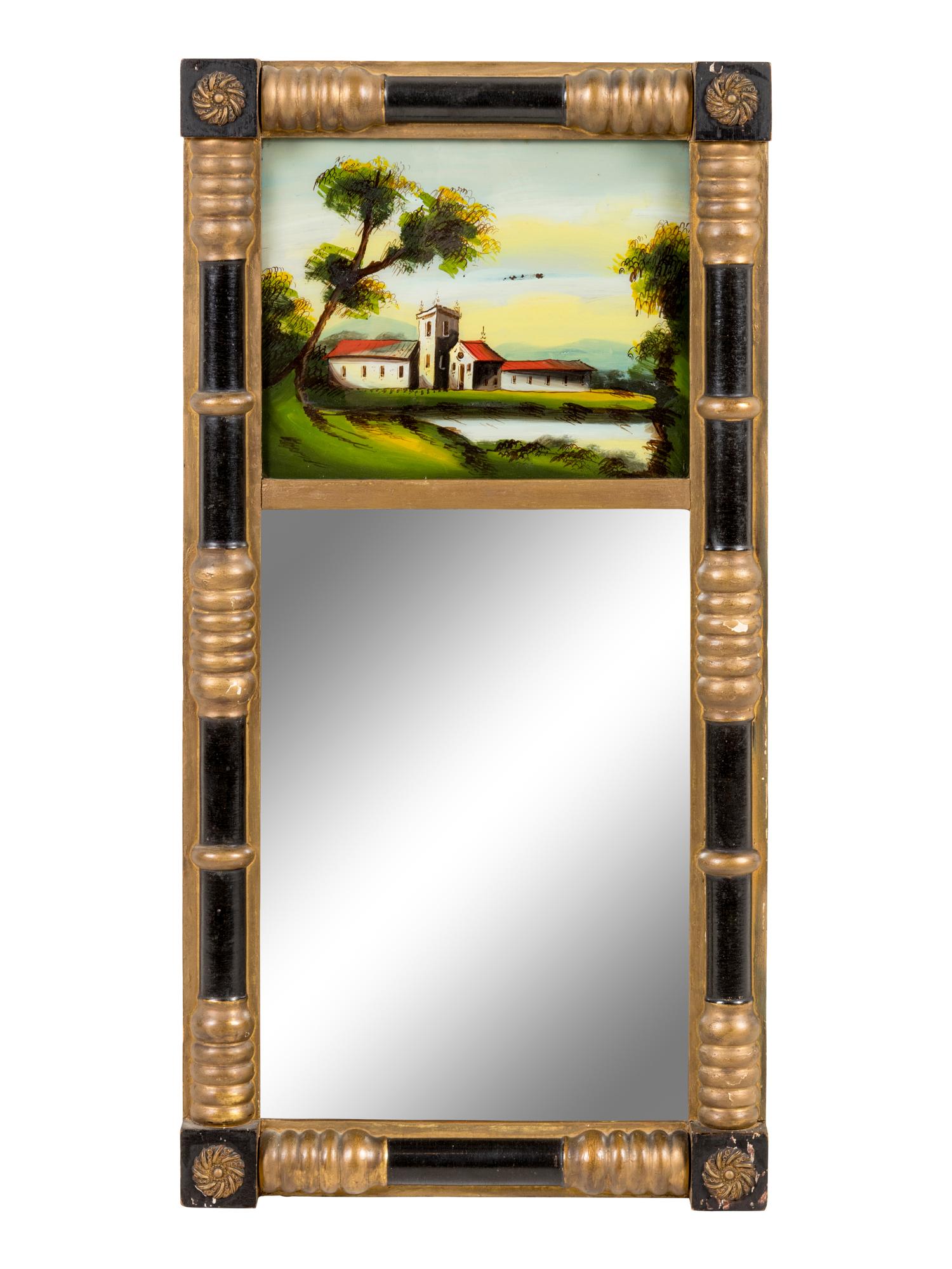 An American Eglomise Mirror — 19th Century
