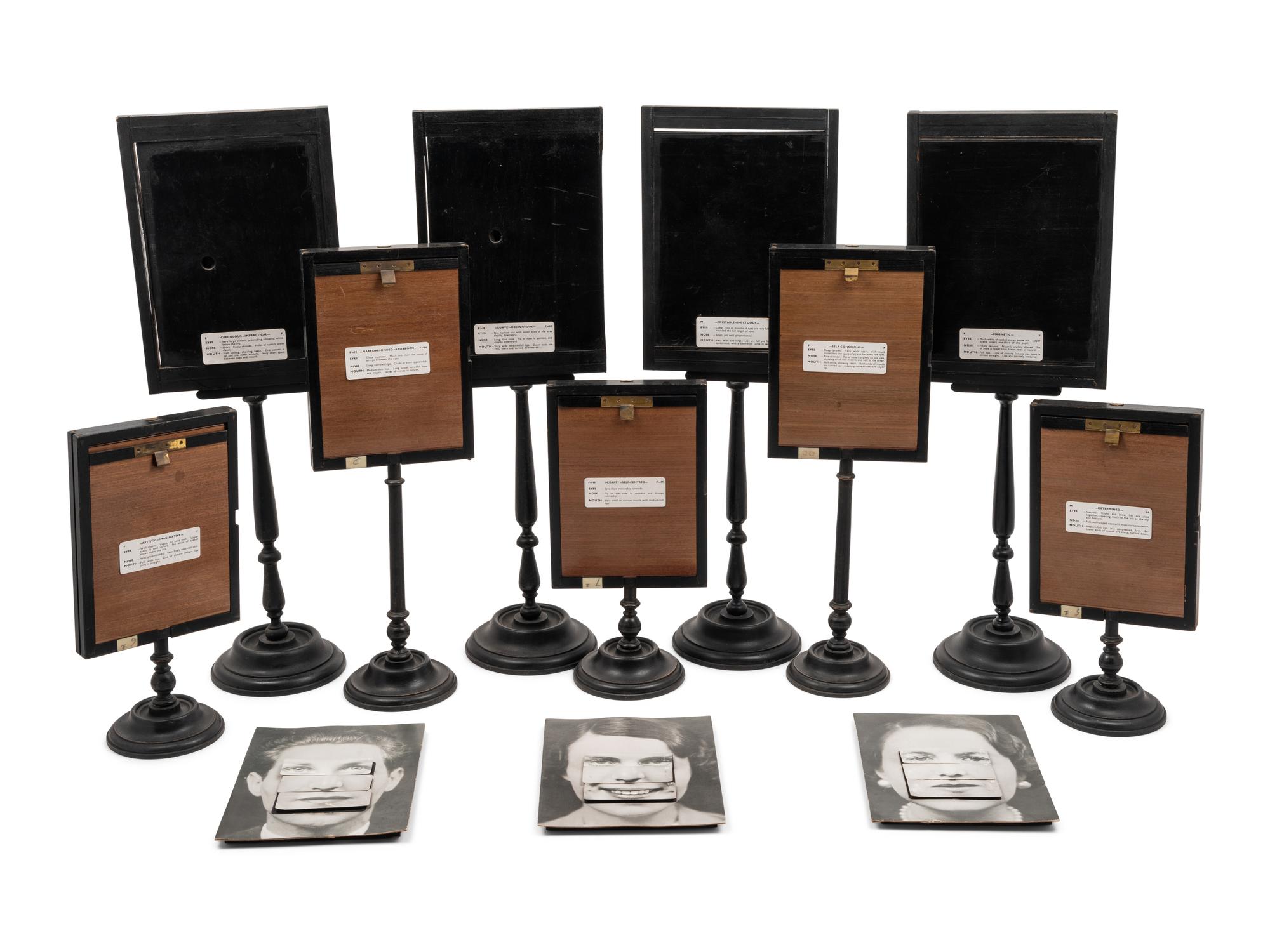 A Set of Nine Photographic Portraits Mounted on Ebonized Stands