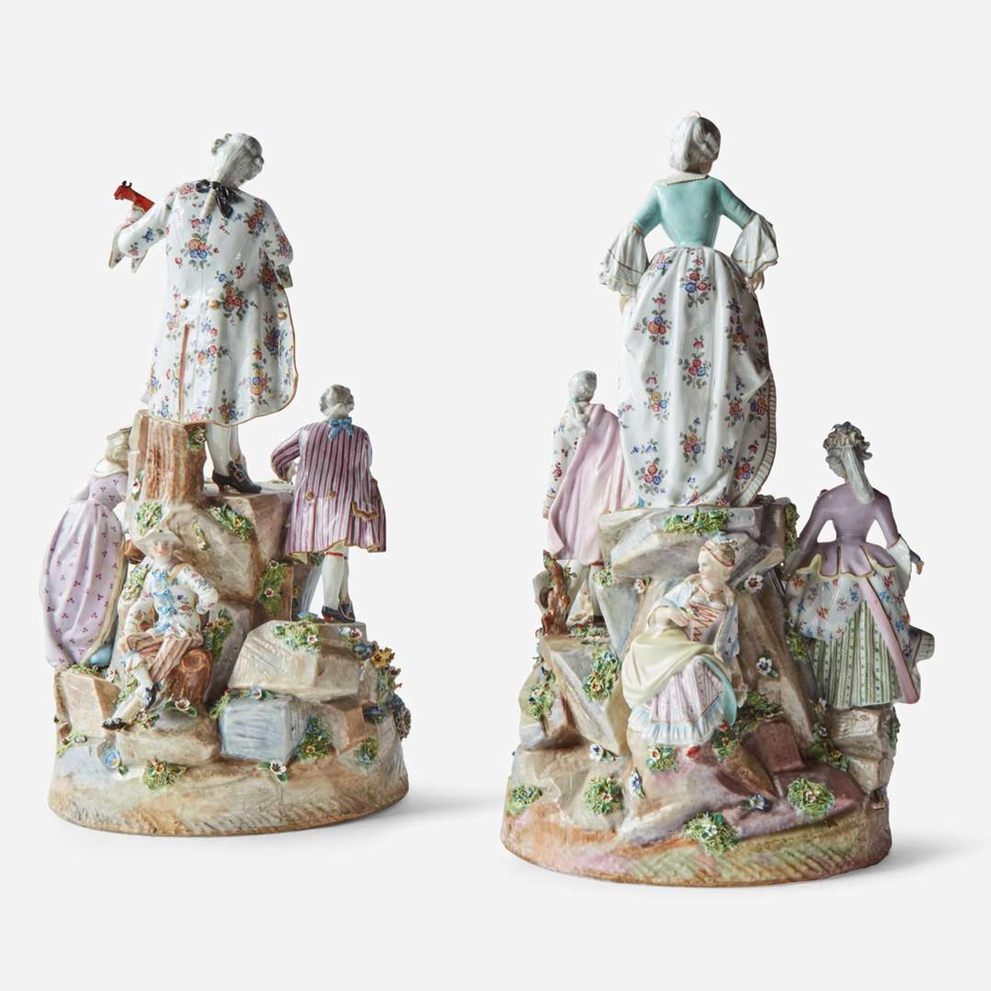 A Pair of Large Continental Porcelain Figural Groups 19th century
