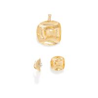 DE REGILUS, BICOLOR GOLD EARRINGS AND PENDANT