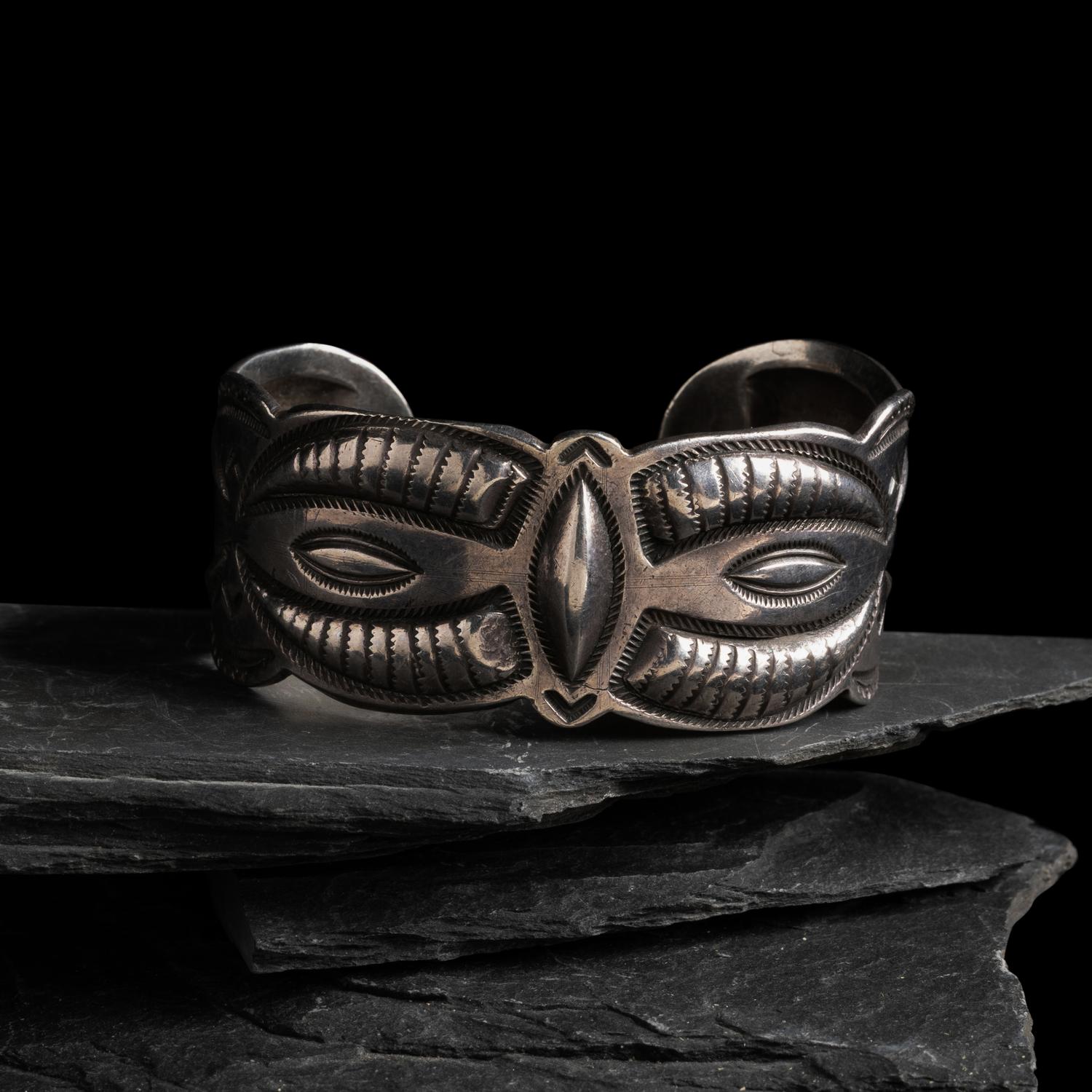 Navajo Silver Repoussé Cuff Bracelet