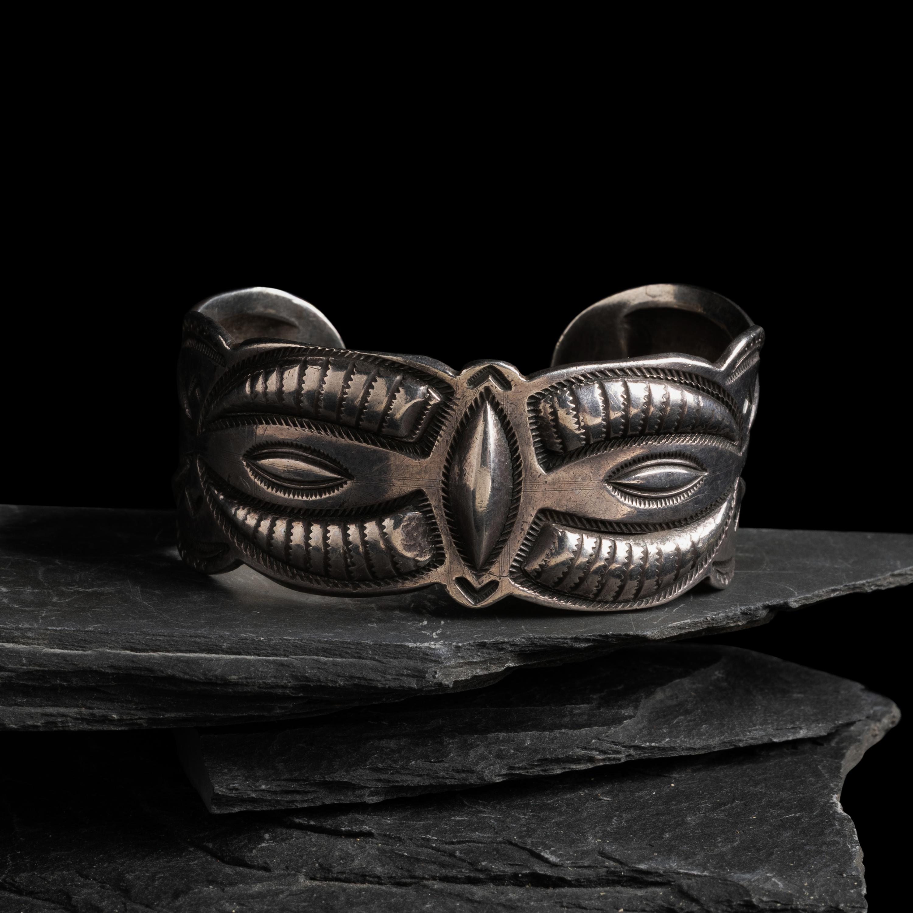 Navajo Silver Repoussé Cuff Bracelet