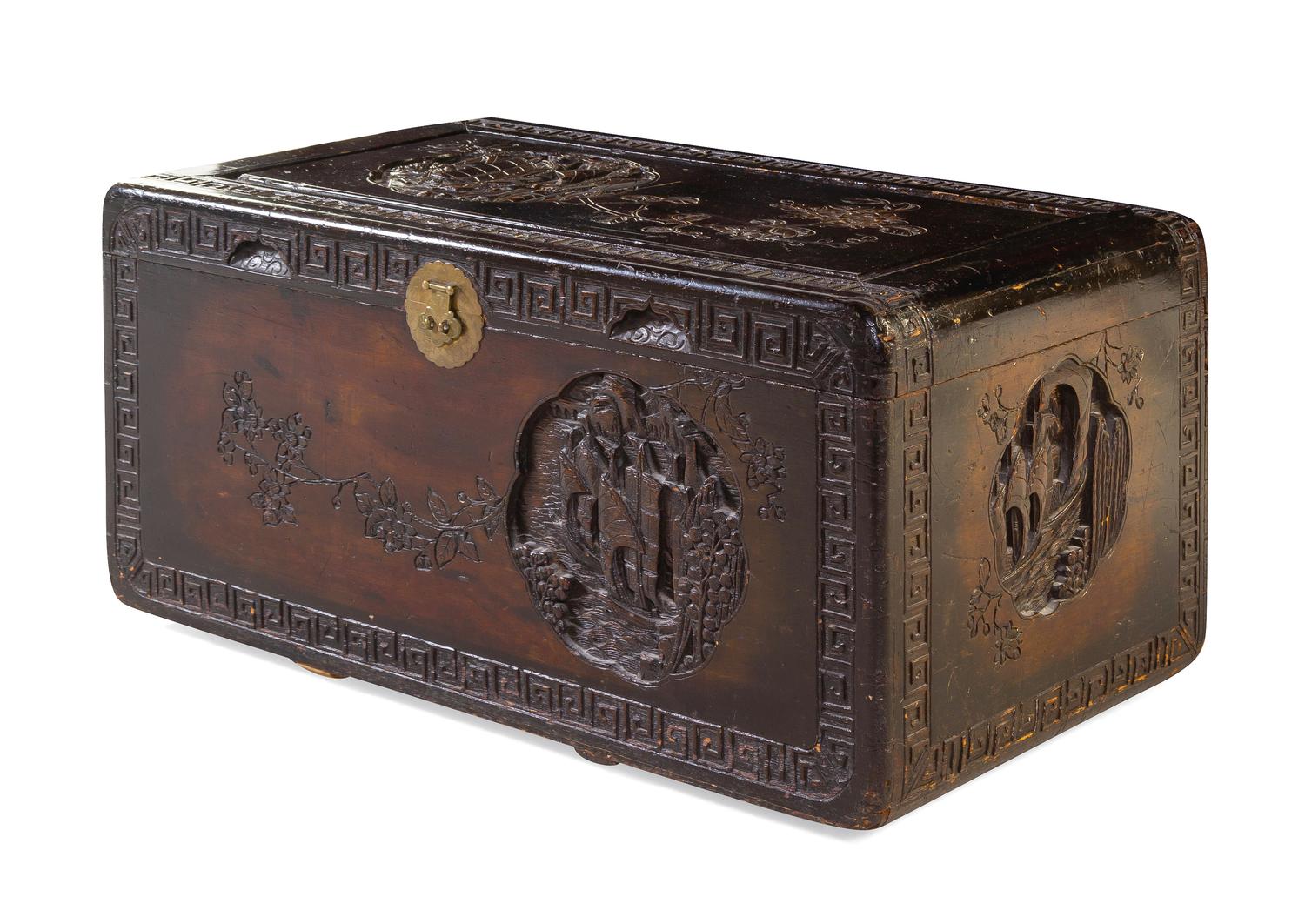 A Chinese Export Hardwood Trunk