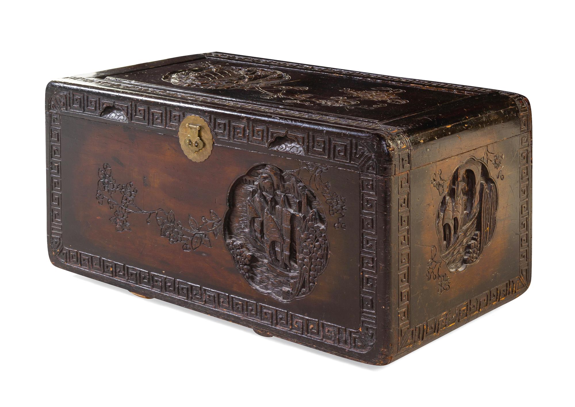 A Chinese Export Hardwood Trunk