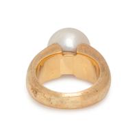 YELLOW GOLD, CULTURED SOUTH SEA PEARL AND DIAMOND RING