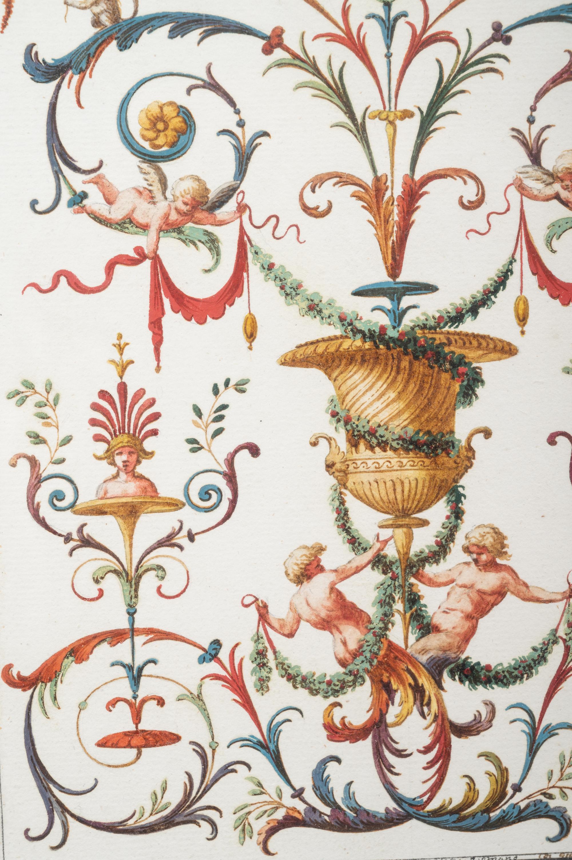 A Set of Eight Neoclassical Watercolor Illustrations