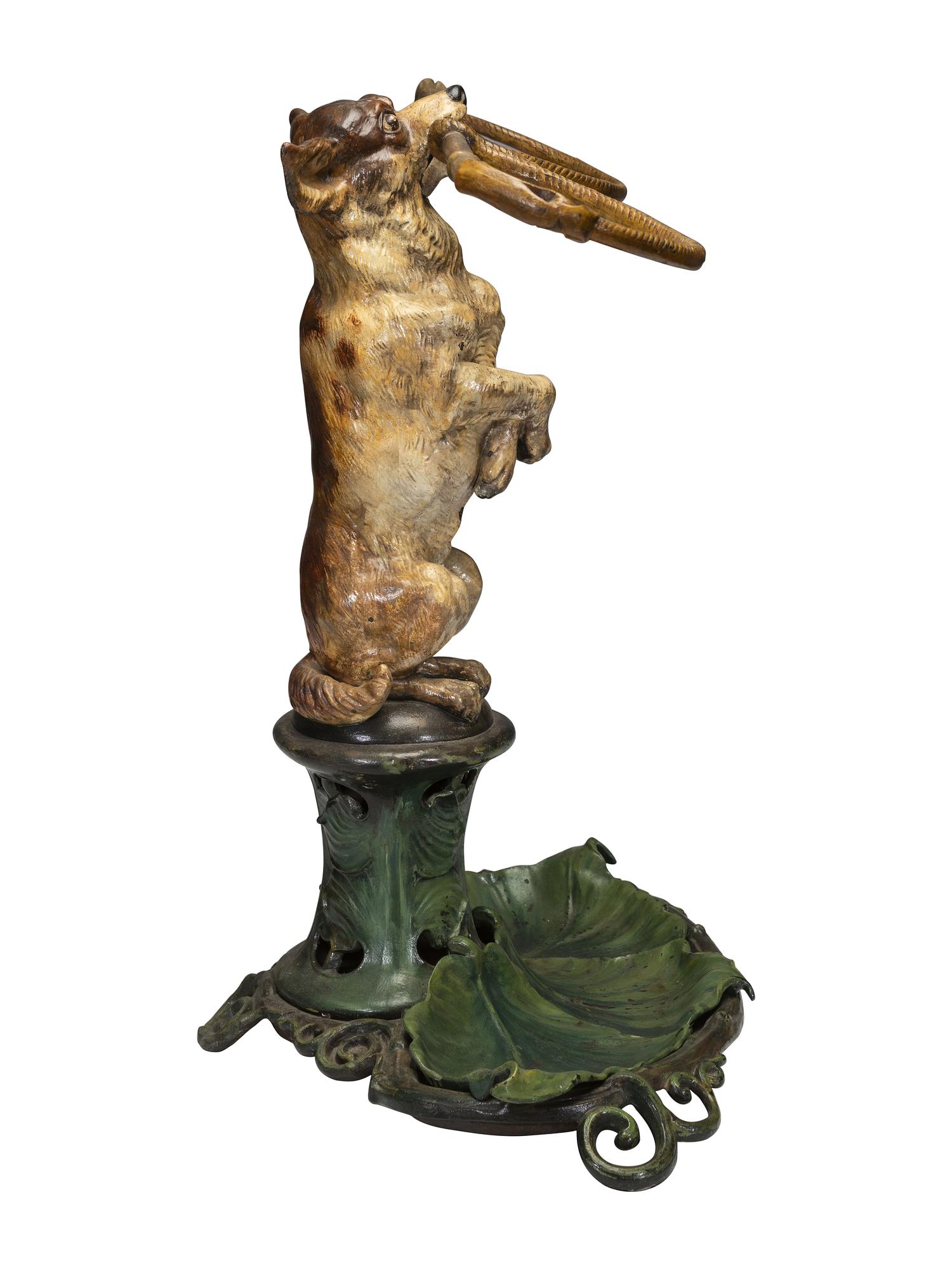 An English Painted Cast Iron Figural Umbrella Stand