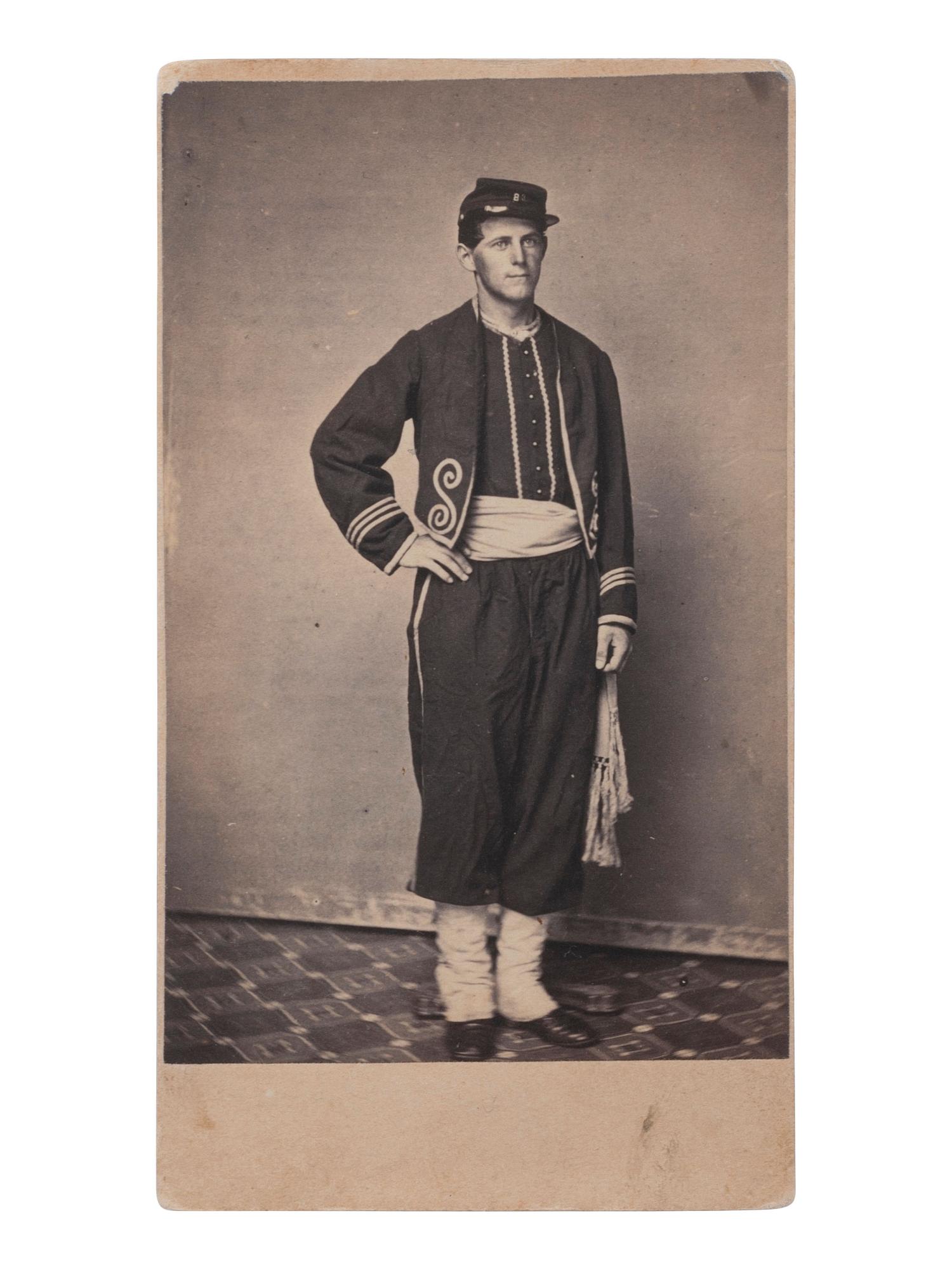 [CIVIL WAR]. CDV of an unidentified Salem Zouave in uniform. Salem, MA: W. Snell, n.d.