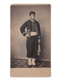 [CIVIL WAR]. CDV of an unidentified Salem Zouave in uniform. Salem, MA: W. Snell, n.d.