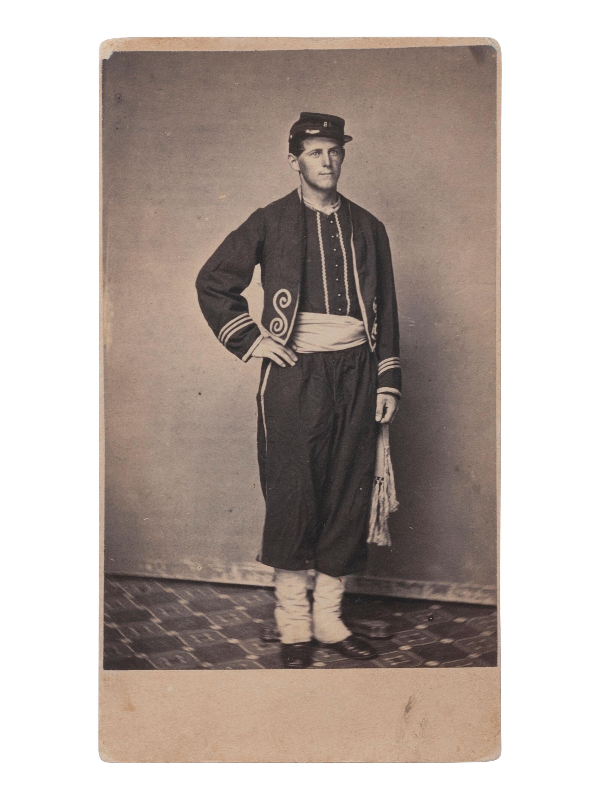 [CIVIL WAR]. CDV of an unidentified Salem Zouave in uniform. Salem, MA: W. Snell, n.d.