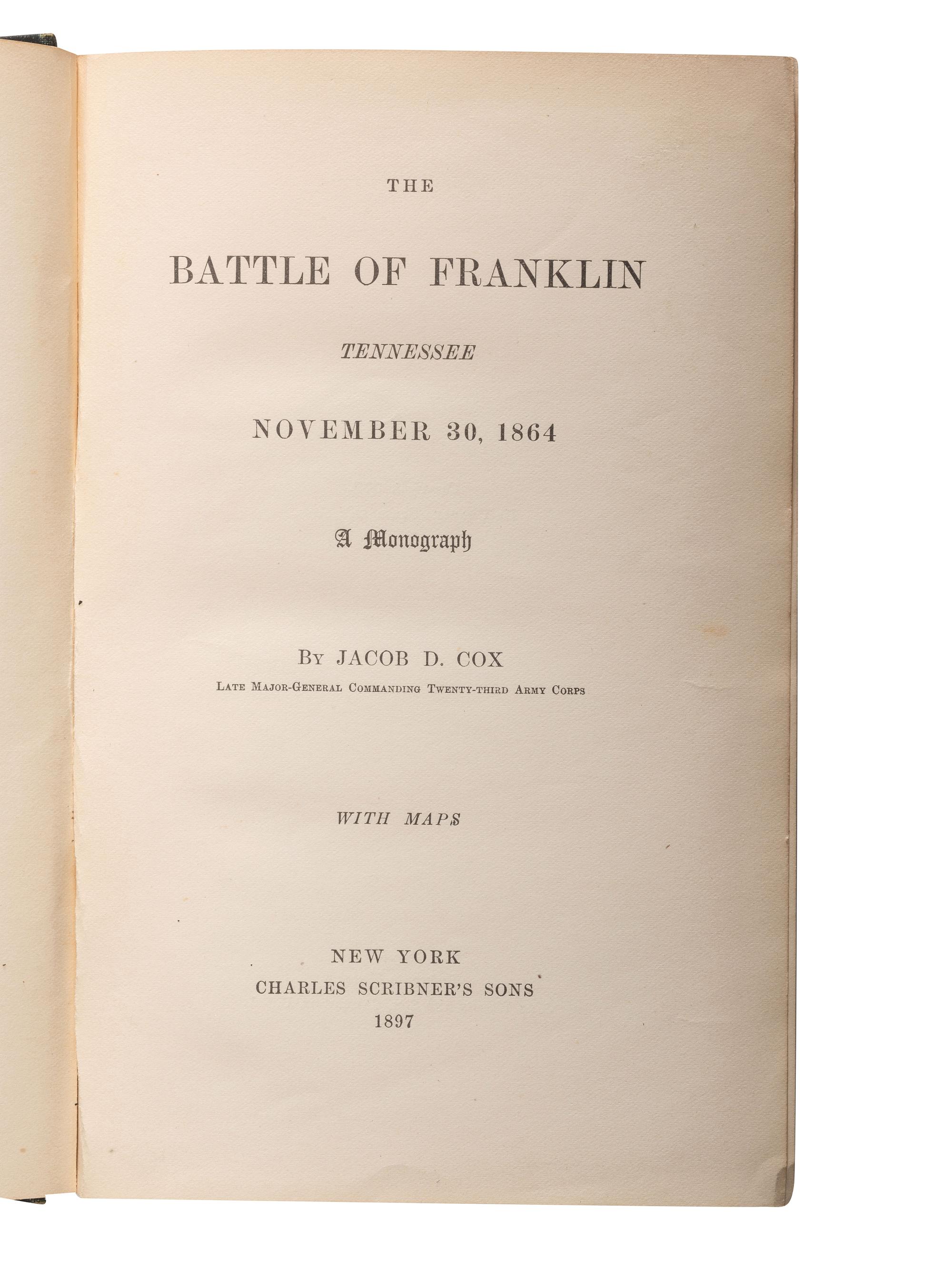 [CIVIL WAR]. A group of books related to specific Civil War battles and campaigns, including Gettysburg, Vicksburg, Shiloh, Chancellorsville, the Wilderness, and Franklin, comrising: