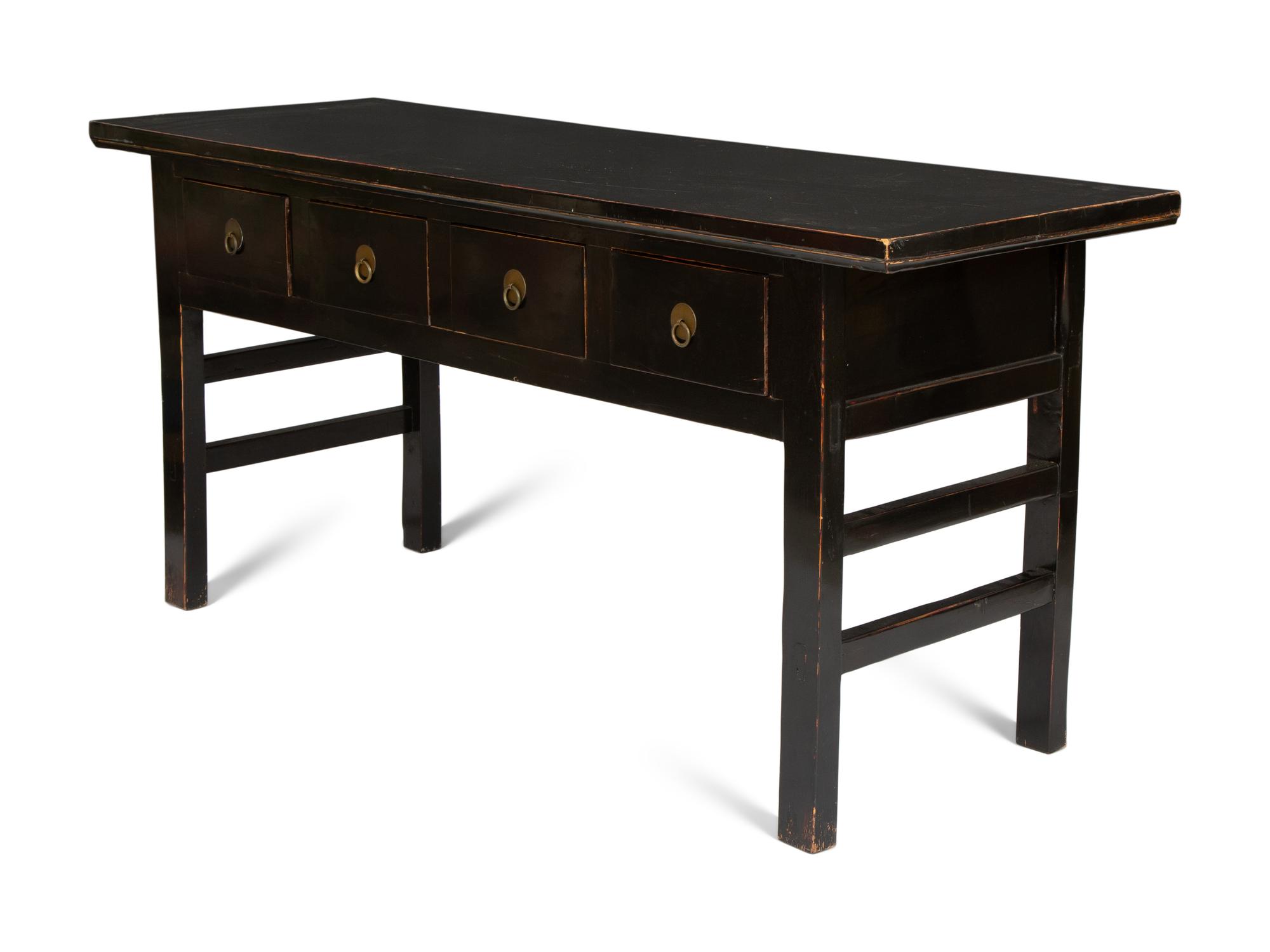 A Chinese Black Lacquered Console Table