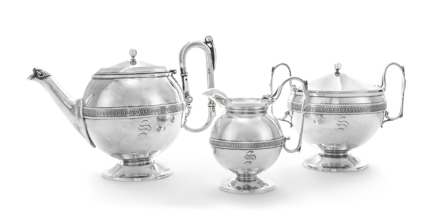 An American Silver Three-Piece Tea Service