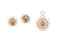 YELLOW GOLD AND DIAMOND EARRINGS AND PENDANT/BROOCH